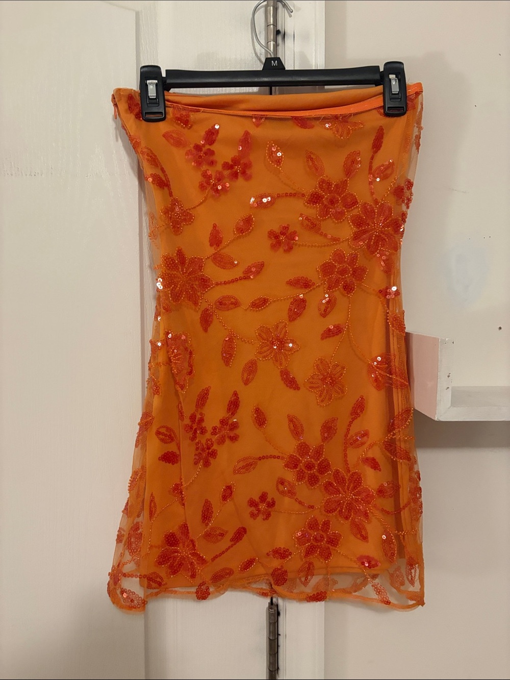PepperMayo Beaded Orange Floral Strapless Dress - Picture 2 of 3